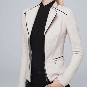 WHBM cream ivory blazer with contrast piping - new
